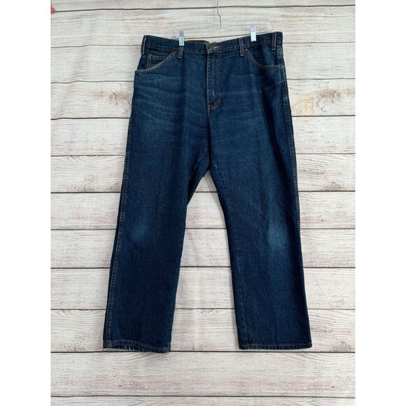 Dickies Straight Leg Jeans Men's‎ Size 38x29 Blue Dark Wash Denim - Picture 1 of 7